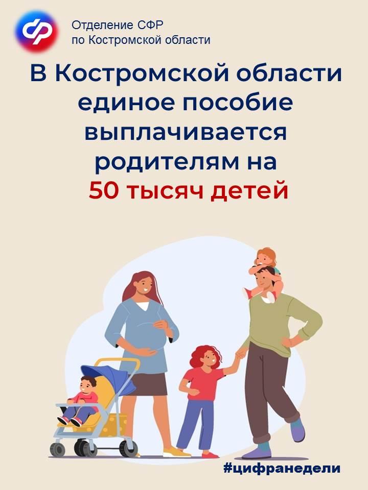 Родители 50 тысяч детей в Костромской области получают единое пособие