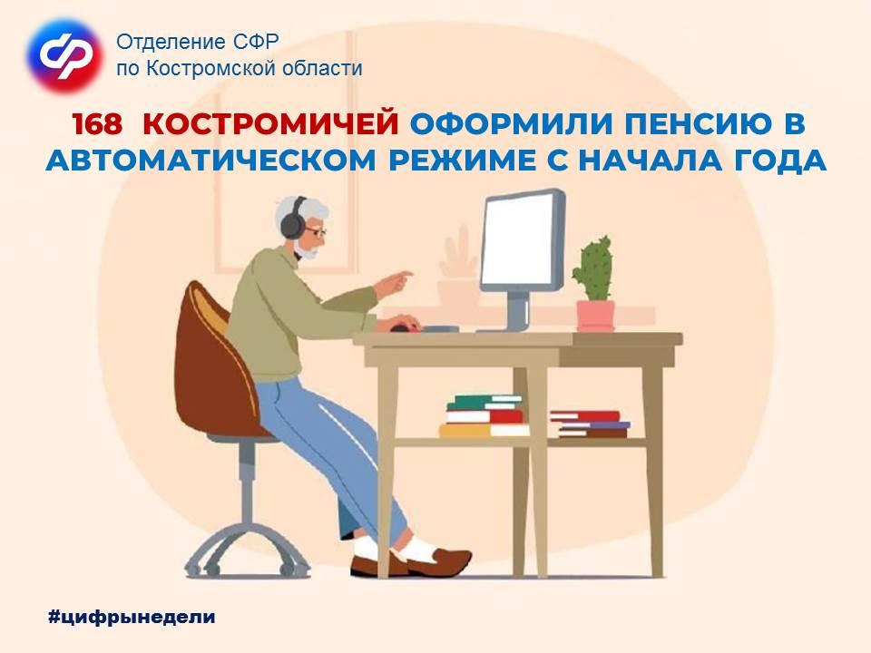 С начала 2024 года 168 жителей Костромской области оформили пенсию по старости в автоматическом режиме на портале Госуслуг